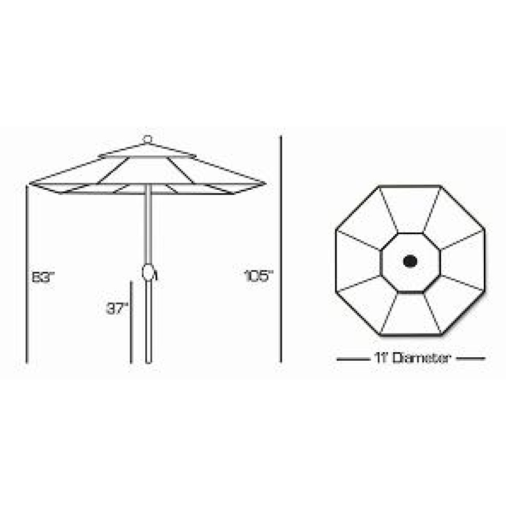 Evening Party Patio Umbrellas Large Galtech 11' Auto Tilt Umbrella
